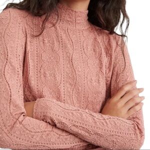 Anthropologie Daily Practice Linden Lace Elegant Pink Lace Top